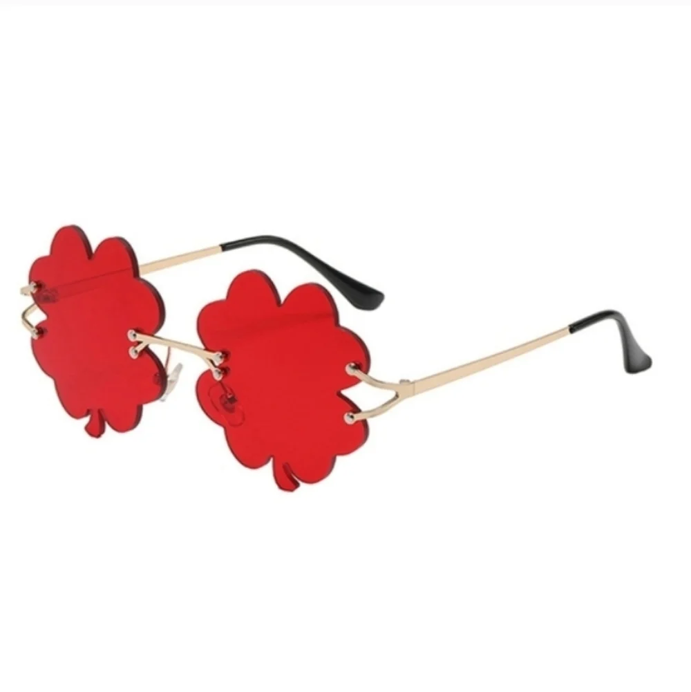 Unisex Red Clover-Shaped Sunglasses